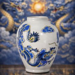 9x6” Beautiful Chinese Dragon Vase Antique Vintage Collectible Home Decor