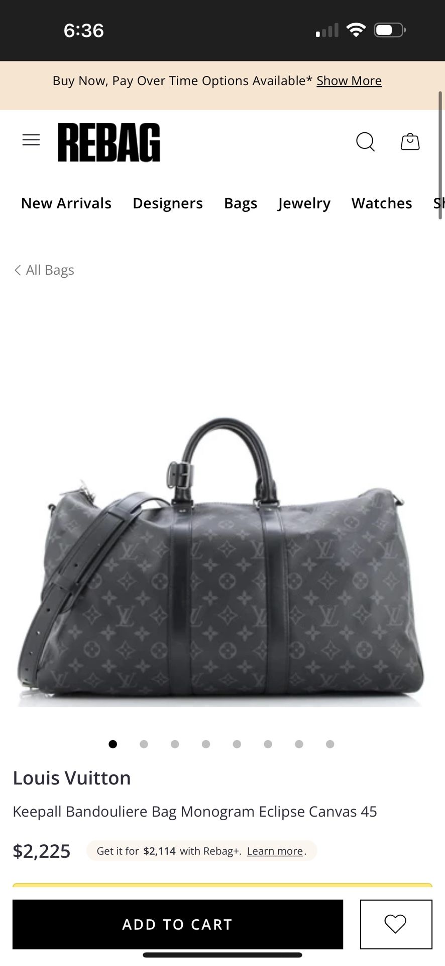 LOUIS VUITTON Monogram Eclipse Keepall Bandoulière 45