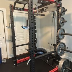 Rep Fitness PR-5000 Power Rack With Lat Pulldown And Row Attachment 