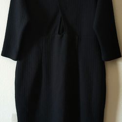 New York & Company Black Stretch Sheath 3/4 Sleeve Dress Zip Up Back 