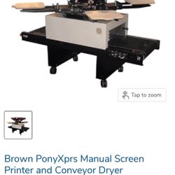 Shirt Printer Brown PonyXprs Manual Screen Printer and Conveyor Dryer