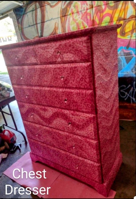 Beautiful Leopard Velvet Print Dresser W/ Matching Nightstands