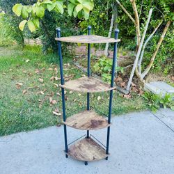 Wood 4 Tier Corner Shelves Organizer Storage Size 45" Tall New Condition Assembled