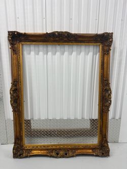 Large Vintage Solid Wood Ornate Gold Frame - Fits 30x40 Canvas