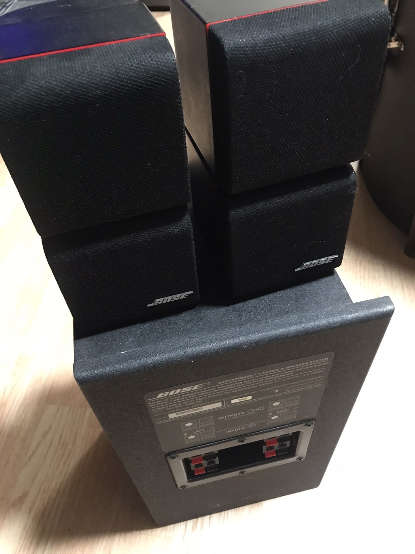 (2) Bose Double Cube Redline Speakers w/Passive Subwoofer