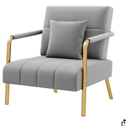 30 inch wide oversize accent armchair velvet light gray NEW