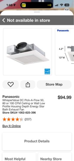 Panasonic bathroom exhaust