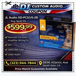 JL Audio 1/0 AWG Dual Amplifier Wiring Kit 2500 Watts Amp System Copper Power Fuse XD-PCS1/0-2B 🚨 Payment Options Available 🚨 No Credit Needed 🚨 