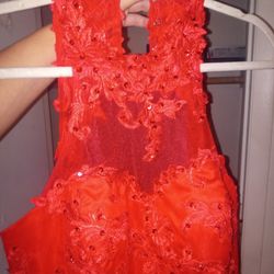 Red Detailed Formal Dress