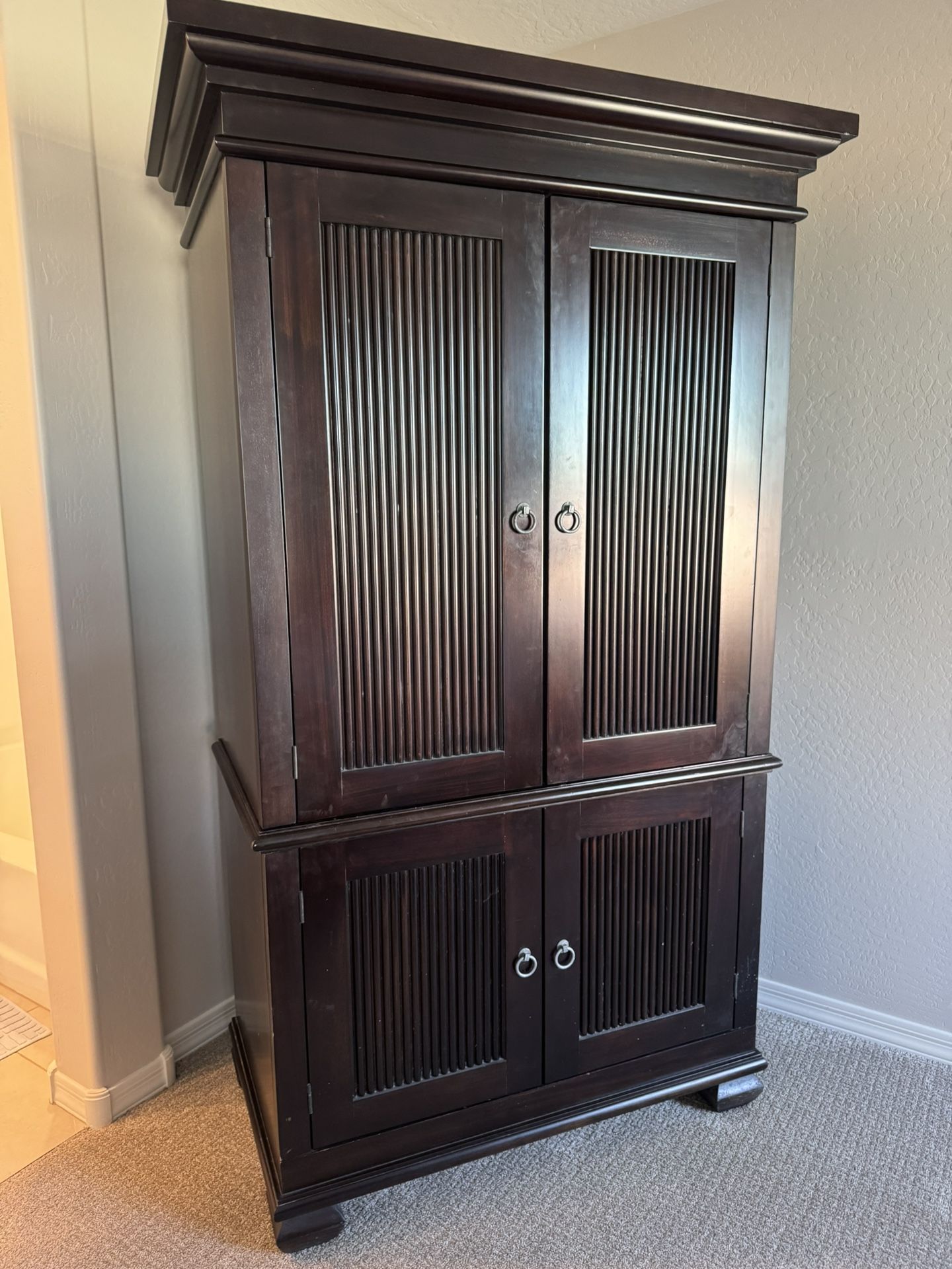 Espresso Armoire with Two Matching Nightstands