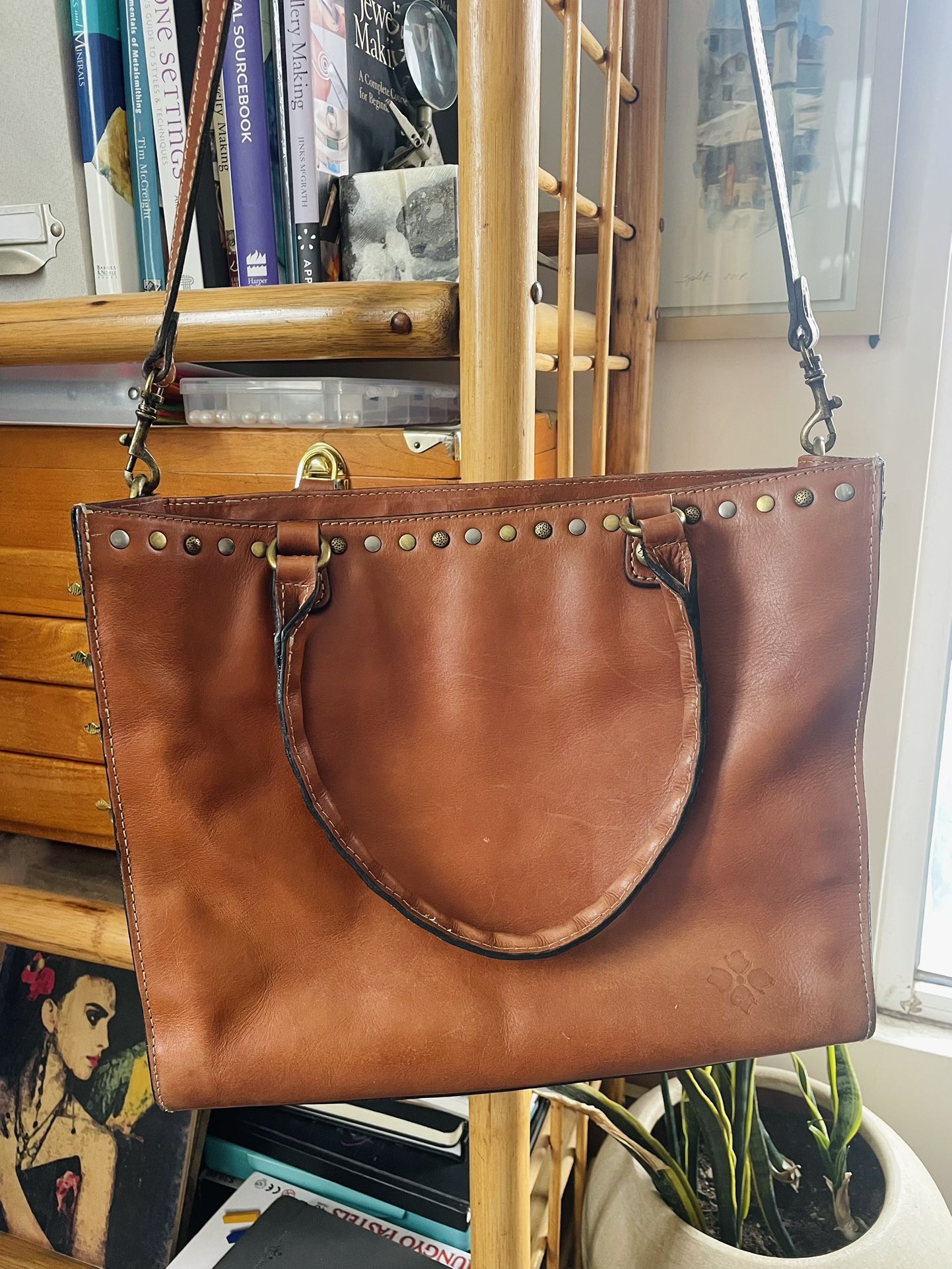 Patricia Nash Tan Leather Tote/Book Bag