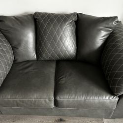 Grey Leather Loveseat