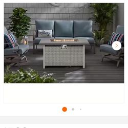 Anaheim 49 in. W 50000 Btu White Aluminum Propane Outdoor Fire Pit with Fire Glass