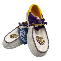 NEW LSU Hey Dude Men’s Wally Funk  Size 11 Tri Color Tiger Shoes NWT