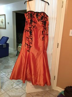 Orange with black dress
