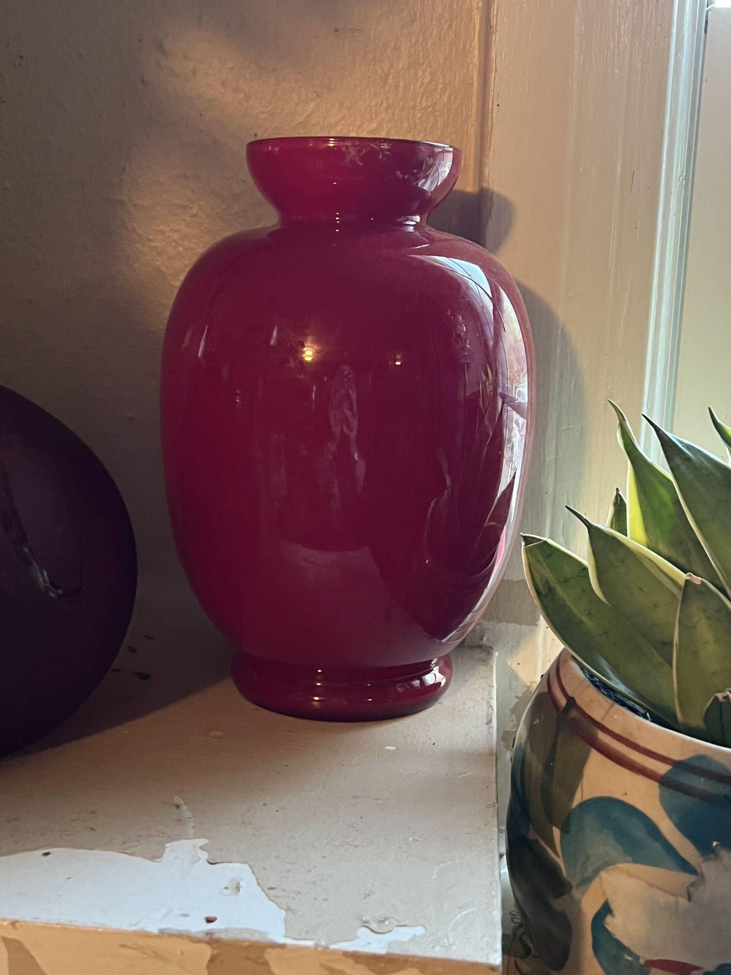 Glass Red Flower Vase