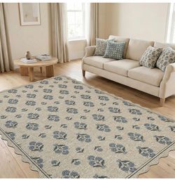 NEW Washable Floral Area Rug