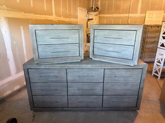 Gray Dresser and Nightstand Set