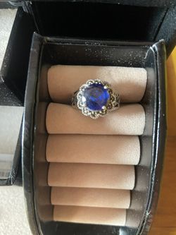 Silver Ring With Blue Stone 