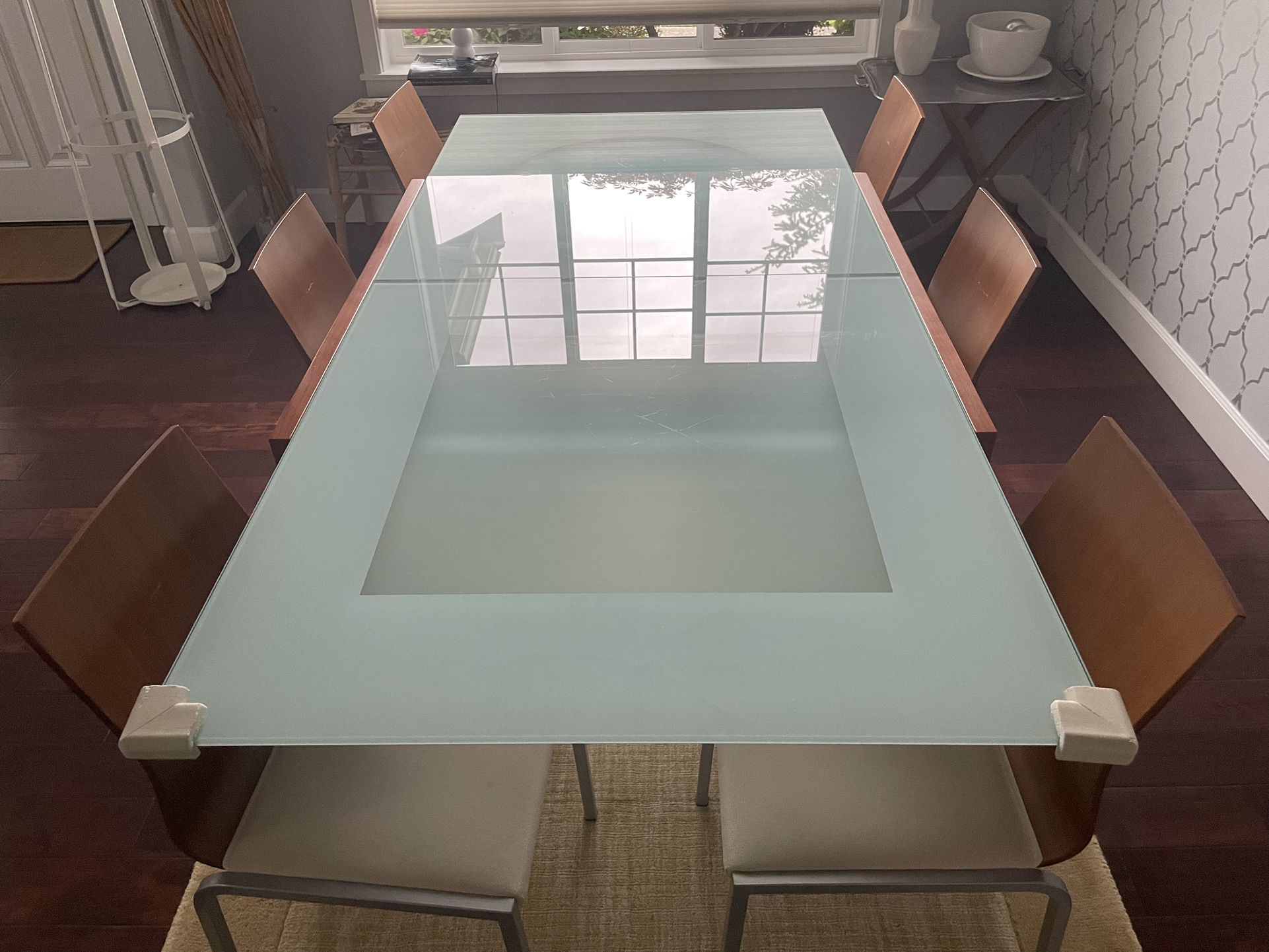 Glass Foldable Dining Table (6 Chairs Included)