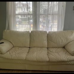 White Leather Couch Set 