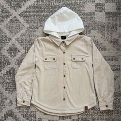 NWOT Little Bipsy hooded corduroy shacket in oat Size 9-10