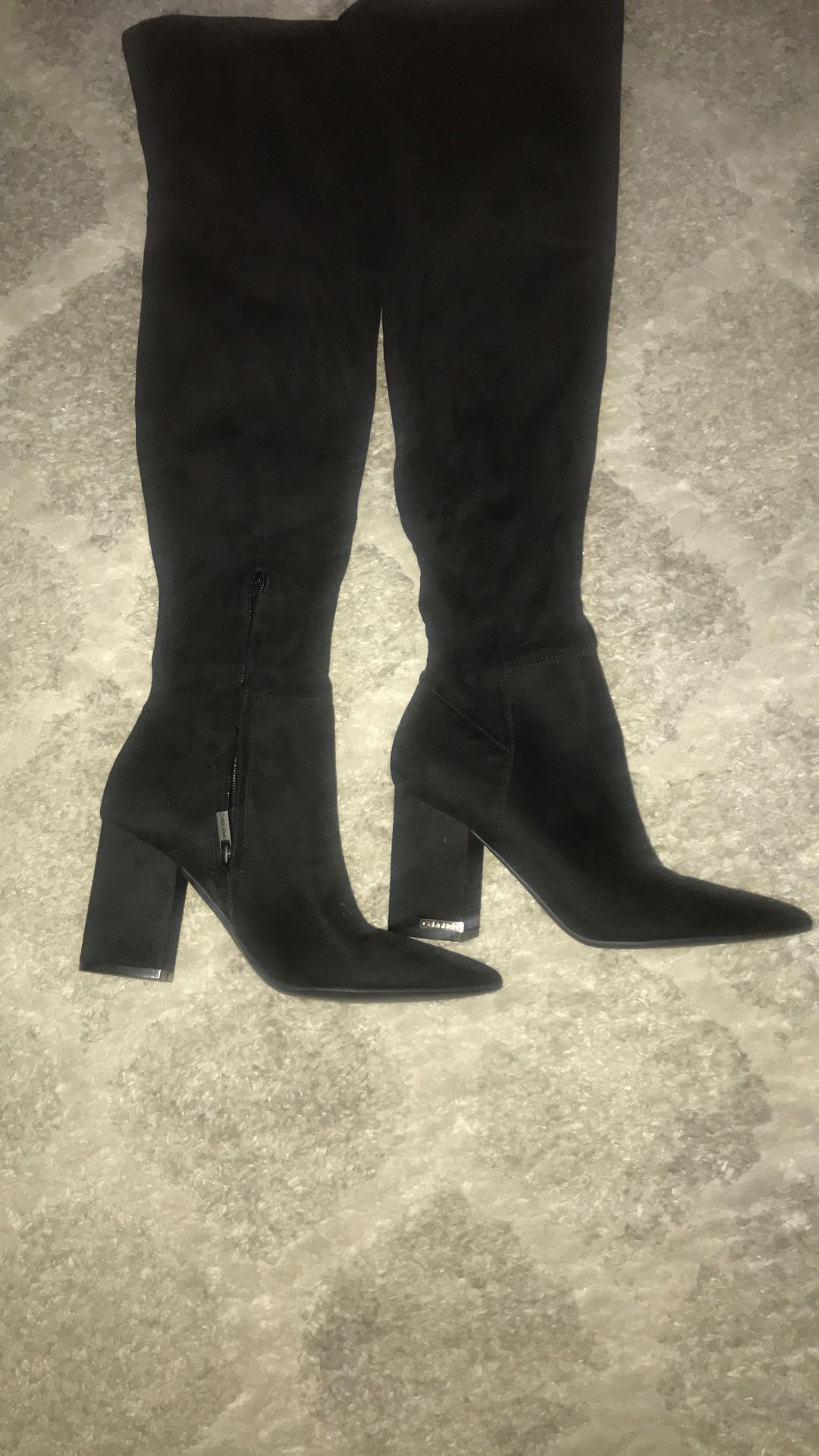 Black Suade Calvin Klein Over The Knee Boots Size 8