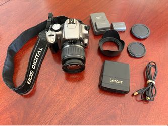 Canon EOS Digital Rebel XT DSLR Camera K 2 Batteries with Charger and Cards