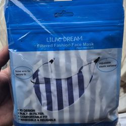 Bulk Of Face Mask Striped White And Blue $10 Minimum