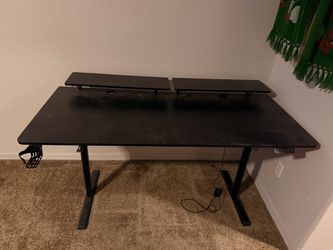 Black Electric Standing Desk with Monitor Shelf