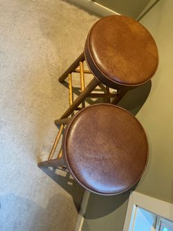 Brown leather stools