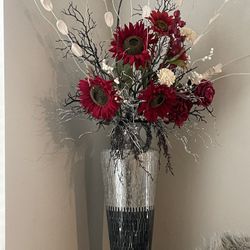 56 Inch Floral Arrangement Mirror Mosaic Centerpiece  