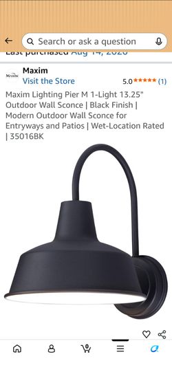 2 Maxim Lighting Pier M 1-Light 13.25" Outdoor Wall Sconce | Black Finish | Modern Outdoor Wall Sconce