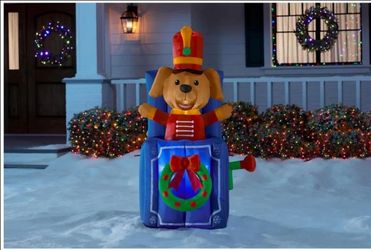 NEW Christmas 5ft Animated LED Dog in Box Airblown Inflatable