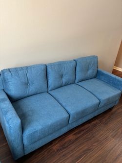 Blue Fabric 3-Seat Sofa