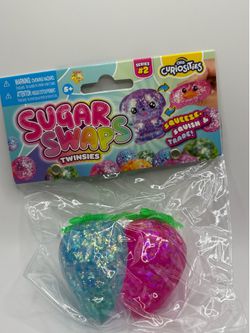 ORB Sugar Swaps Glitter Strawberry Squishy Blue&Pink Fidget Toy NEW