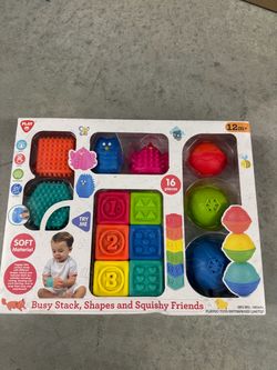 Playgo Busy Stack Shapes and Squishy Friends Set