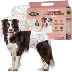“New”Female Dog Diaper(Med.)”50 Count”Super Absorbent,Leak Proof W/wetness Indicator(retail$45)