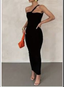One Shoulder Solid Bodycon Dress