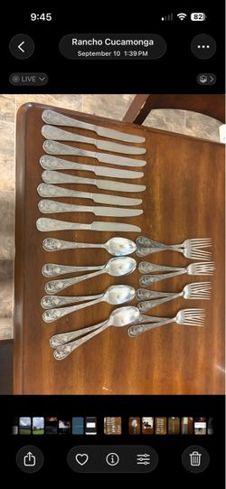 Vintage Flatware Set + Moose Napkin Holder – $50 8 forks, 8 knives, and 7 spoons. Antique-style, in like-new condition. Includes a decorative moose na