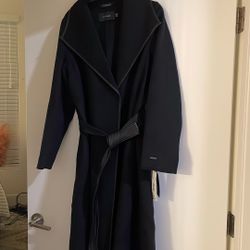 New $380 Tahari Long Black Coat Medium