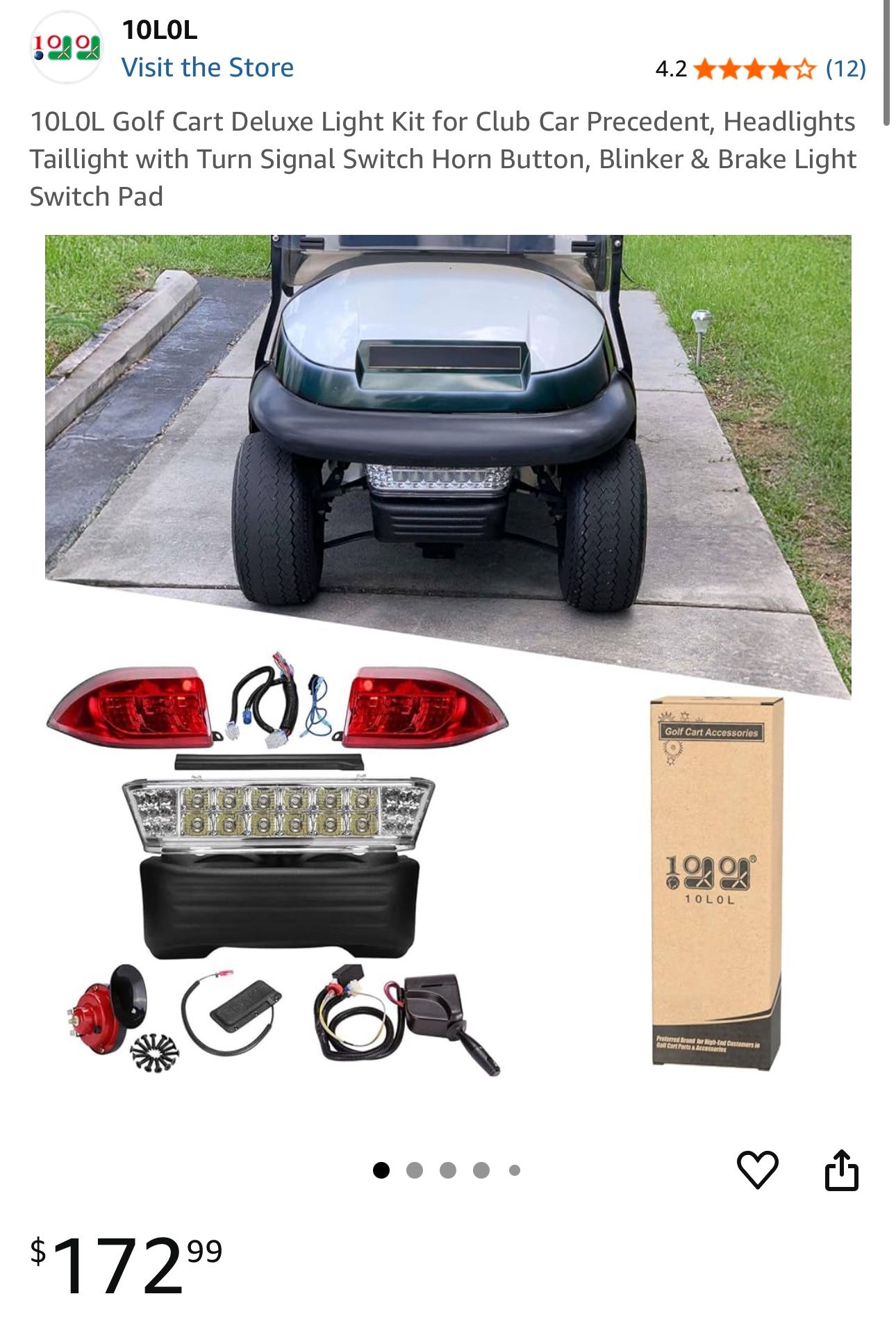 10LOL Golf Cart Deluxe Light Kit for Club Car Precedent, Headlights Taillight
