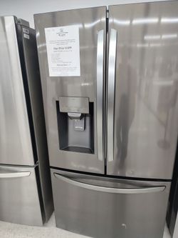 $1499 LG 28 Cu ft ENERGY STAR black steel 3 door french door refrigerator