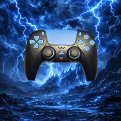 TMR Anti-Drift Joystick Custom Black and Sky Blue PS5 DualSense Controller