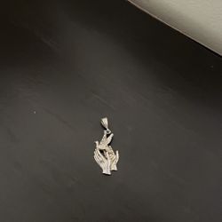 Sterling Silver Praying Hands Angel Dove Pendant 