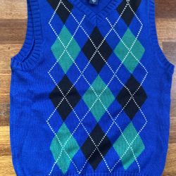 Basic Edition Boy’s Blue Sweater Vest Size 8 Christmas Winter 