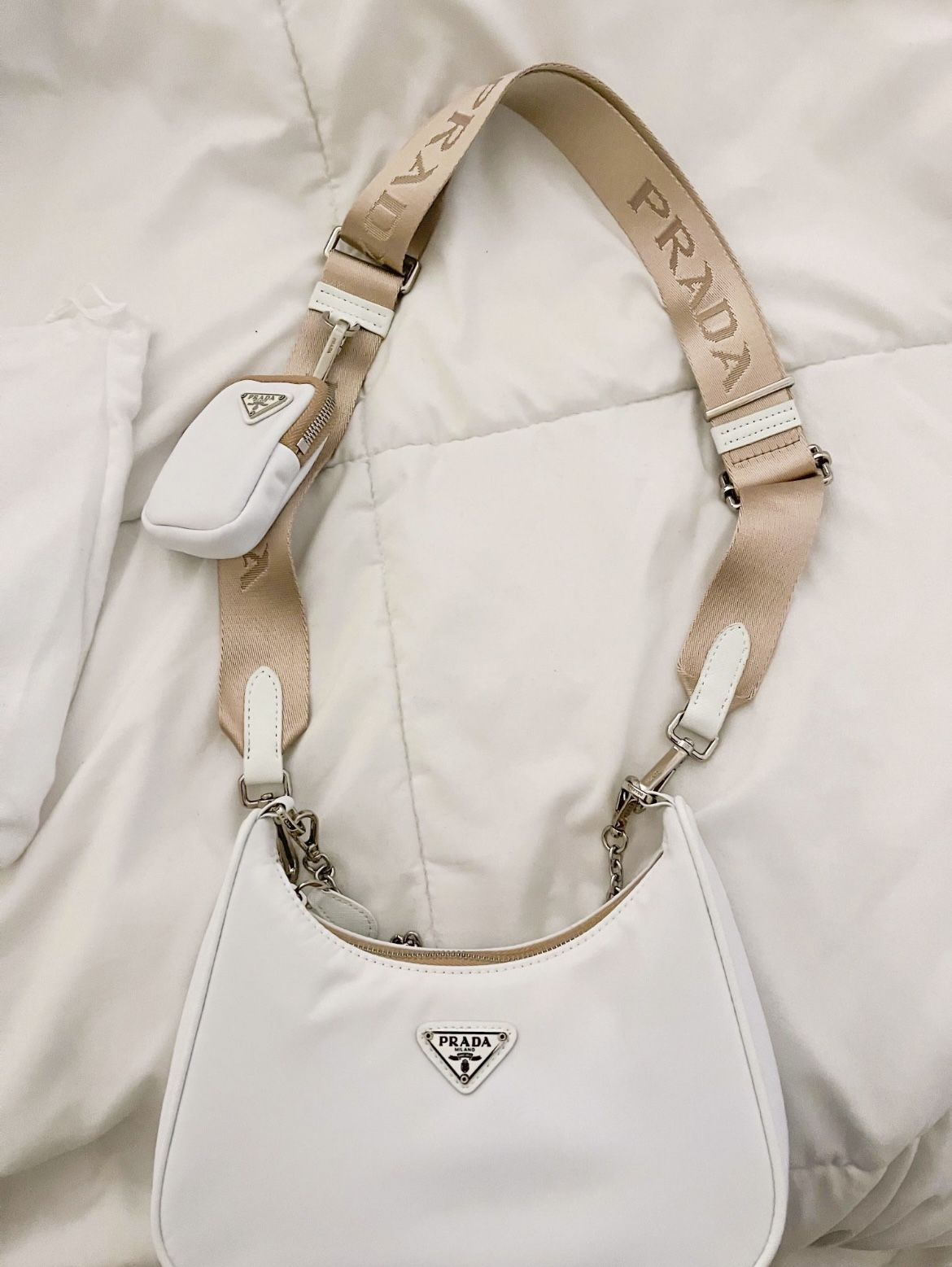 White Prada Re-Edition 2005 Re-Nylon Bag