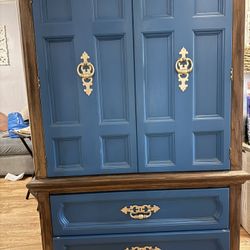 Beautiful Solid Wood Armoire And Nightstand 