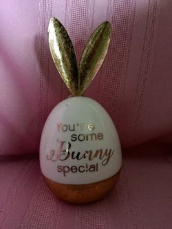 You’re Some Bunny Special Porcelain Egg With Gold Color Bunny Ears
