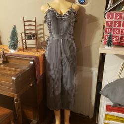 Michael Michael Kors Black And White Striped Rompers Medium Womens